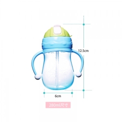 280ml Wide Neck PP Straw Water Bottle with Handles