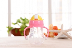 280ml Wide Neck PP Straw Water Bottle with Handles