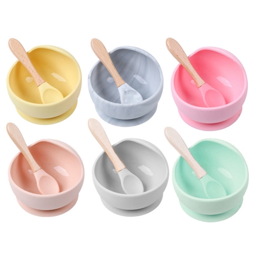 Food Grade Silicone Baby Feeding Suction Bowl with Spoon