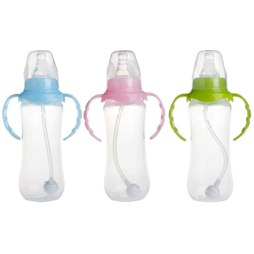 240ml Standard Neck Automatic Straw Baby Milk Bottle with Handles