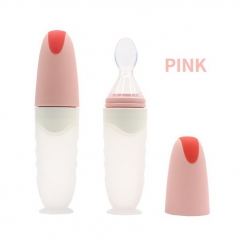 Silicone Squeeze Baby Feeding Spoon with Suction Base 120ml