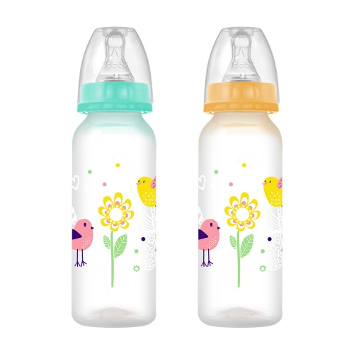 8oz/240ml Straight Shape PP Baby Feeding Bottle with Nipple