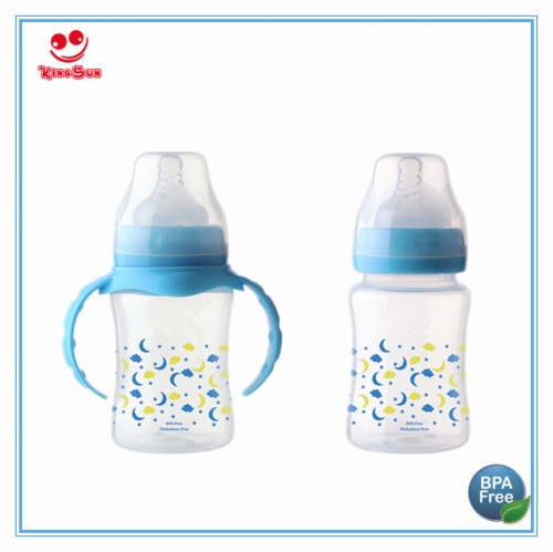 Wide Neck Plastic Baby Feeding Bottle With Handle