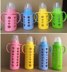 Standard Neck Glass Baby Bottle with Silicone Protective Sleeve