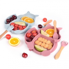 New Silicone Baby Feeding Plate Set