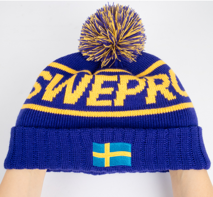 Jacquard Pom Cuff Beanie