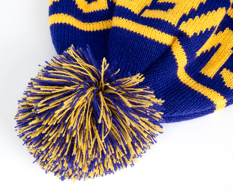 Jacquard Pom Cuff Beanie
