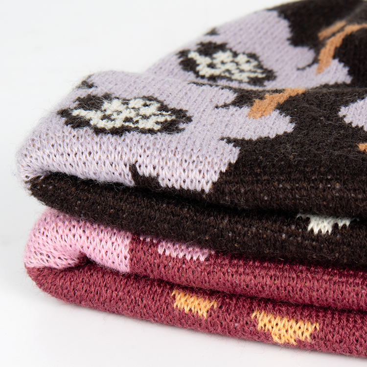 floral-jacquard-knit-cuffed-beanie