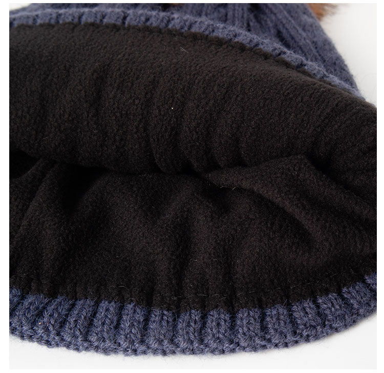 Vertical Twist Cable Pom Beanie