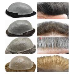 LYRICAL HAIR Mens Toupee Non-Surgical Hair Replacement System for Men 0.04mm Ultra Thin Skin Mens Hair Piece Invisible V-Looped Poly Skin Hair Units Toupee for Men