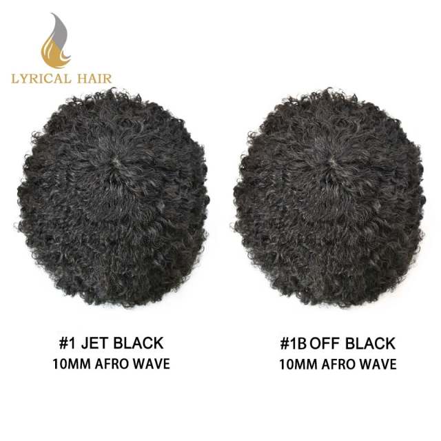 LYRICAL HAIR  Kinky Curly Afro Mens Toupee Hair Unit For Black Mens Curly System 100% Brazilian Human Hair African American Men Full Skin Wigs For Black Men Weave Hairpiece