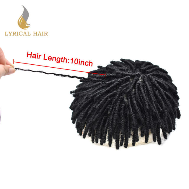 LYRICAL HAIR Afro Curl Toupee For Black Men Hair Units Kinky Curly Brazilian Human Hair Piece Crochet Braid African American Afro Wavy Men Toupee Hairpieces Full Poly Thin Skin Men Replacement System For Men