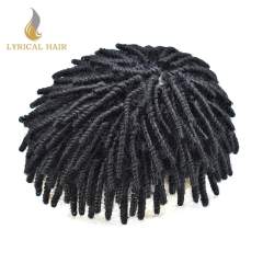 LYRICAL HAIR Afro Curl Toupee For Black Men Hair Units Kinky Curly Brazilian Human Hair Piece Crochet Braid African American Afro Wavy Men Toupee Hairpieces Full Poly Thin Skin Men Replacement System For Men