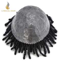 LYRICAL HAIR Afro Curl Toupee For Black Men Hair Units Kinky Curly Brazilian Human Hair Piece Crochet Braid African American Afro Wavy Men Toupee Hairpieces Full Poly Thin Skin Men Replacement System For Men