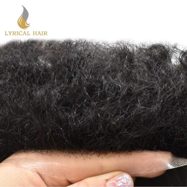 LYRICAL HAIR Afro Curly Toupee For Black Men African American Men's Hair System Full French Lace Hair Units for Black Men Afro Curls Men's Hairpieces 4mm 6mm 8mm 10mm 12mm 14mm