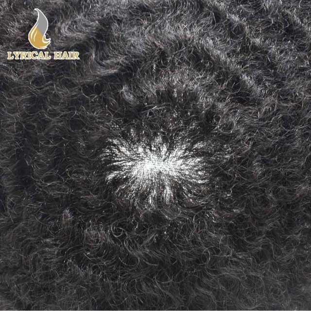 LYRICAL HAIR Afro Curly Toupee For Black Men African American Men's Hair System Full French Lace Hair Units for Black Men Afro Curls Men's Hairpieces 4mm 6mm 8mm 10mm 12mm 14mm