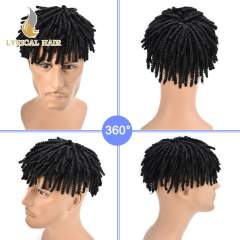 LYRICAL HAIR Afro Curl Toupee For Black Men Hair Units Kinky Curly Brazilian Human Hair Piece Crochet Braid African American Afro Wavy Men Toupee Hairpieces Full Poly Thin Skin Men Replacement System For Men