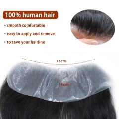 LYRICAL HAIR Men Frontal Hair replacement System V-Looped PU Toupee for Men Natural Hairline Mens Toupee for Bald Spot Skin Hair Patch for Men European Human Hair Hair Piece