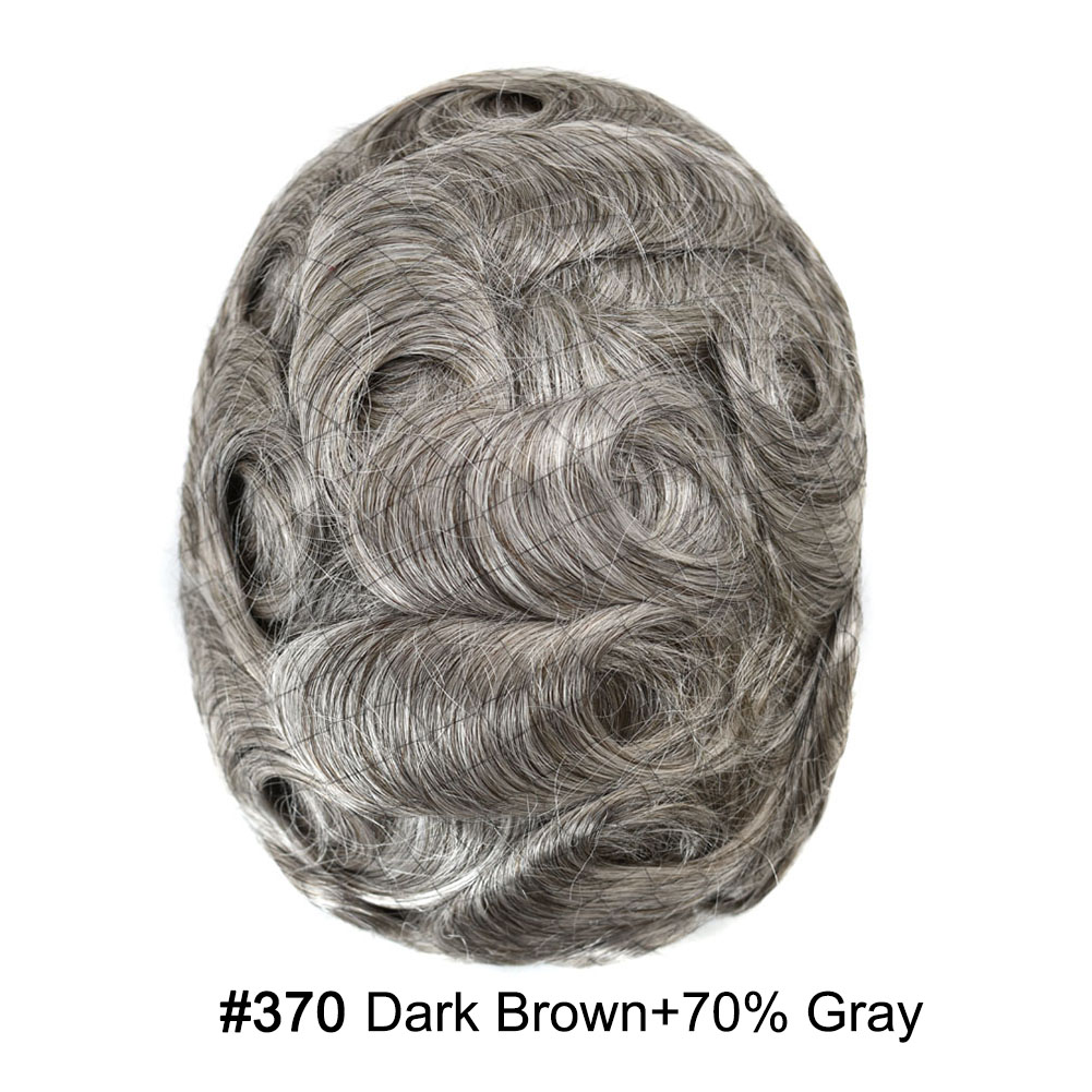 370 Dark Brown with 70%gray hair#