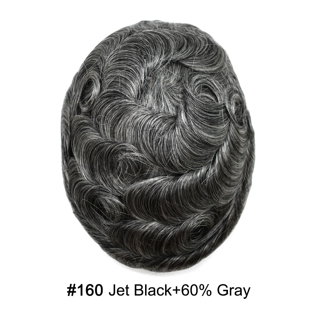 160# JET BLACK with 60% gray hair