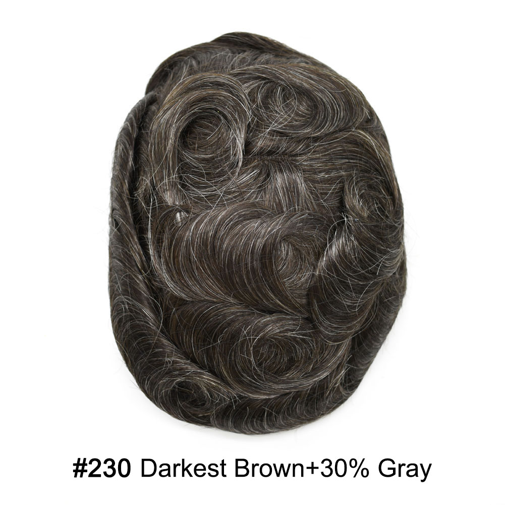 230# DARKEST BROWN with 30% gray hair