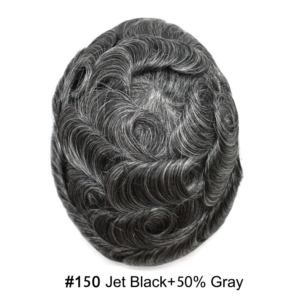 150# JET BLACK with 50% gray hair