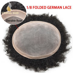 LYRICAL HAIR Afro Toupee For Black Men Fine Monofilament Men Wave Hair Unit Poly Coated 100% Brazilian Kinky Curly Hair System For American African Men