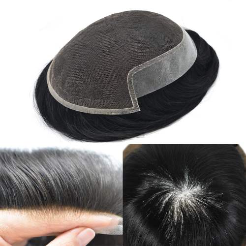 LYRICAL HAIR Mens Toupee Shop Mens Hairpiece Breathable Hair Replacement System Real Human Hair Mens Hair System French Lace Bleached Knots Natural Hairline