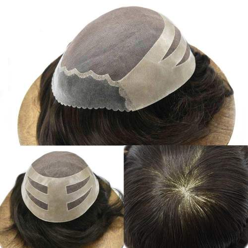LYRICAL HAIR Mens Hair System Fine Monofilament Front Mens Human Hair Toupee Non-Surgical Hair Replacement For Mens Hairpiece