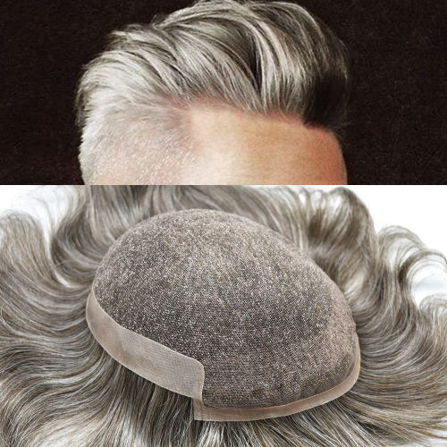 LYRICAL HAIR Mens Toupee Hair System For Men French Lace With Poly Coated Mens Hair Replacement System Hairpiece For Men Natural Hairline Bleached  Knots