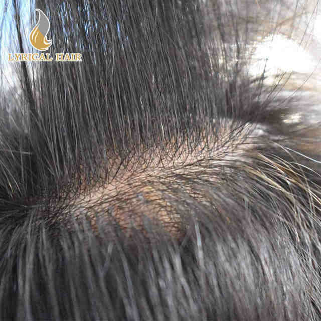 LYRICAL HAIR Mens Toupee Non-Surgical Hair Replacement System for Men 0.04mm Ultra Thin Skin Mens Hair Piece Invisible V-Looped Poly Skin Hair Units Toupee for Men