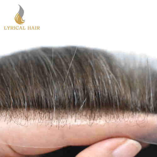 LYRICAL HAIR Mens Toupee 0.06mm Ultra Thin Skin Non Surgical Hair Replacement System for Men Undetectable V-Looped Mens Hairpieces Scalp-like Natural Hairline Toupee for Men