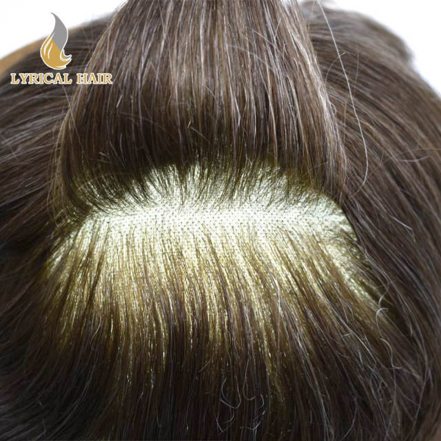 LYRICAL HAIR Mens Toupee Hair System For Men French Lace With PU Men's Hair Replacement System Hairpiece For Men Natural Hairline Bleached  Knots