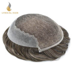 LYRICAL HAIR Mens Toupee Hair System For Men French Lace With PU Men's Hair Replacement System Hairpiece For Men Natural Hairline Bleached  Knots