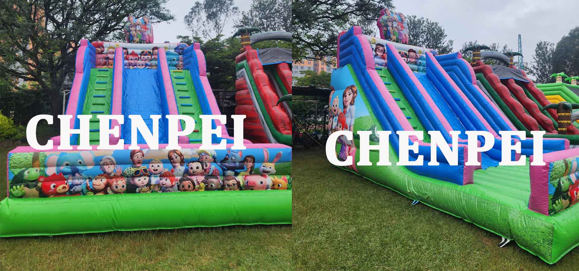 New coco melon inflatable slide for sale inflatables supplier commercial inflatable slide sale