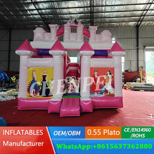 Pink bouncy castle jumping castle with slide for sale