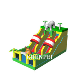 Elephant bouncy castle with big slide for sale