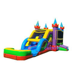 Dual lanes water bouncy castle sale