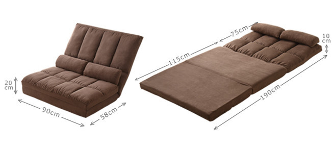 Contemporary Floor Folding Sofa Bed Adjustable Lounge Mattress Lazy Couch with pillows Convertible Fabric Flip Sleeper Lounger