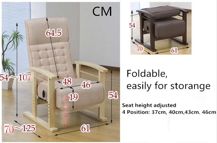 Japanese Style Low Chair Folding Furniture Legs Height Adjustable Lazy Armchair For Elderly Home Living Room Foldable Chair
