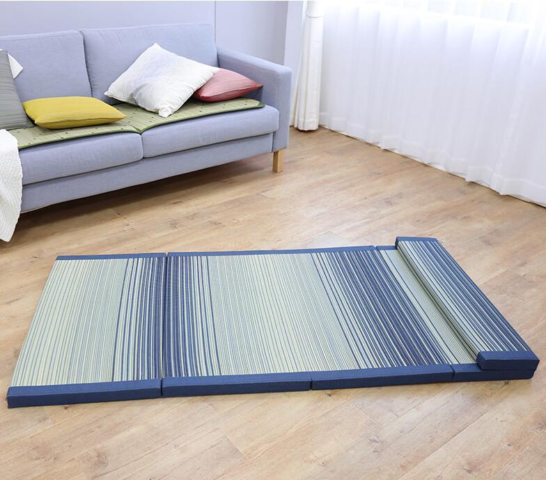 Foldable Tatami Mat Japanese Futon Mattress Traditional Japan Bed Rush Grass Folds Easily for Meditation Space Yoga Zen Room