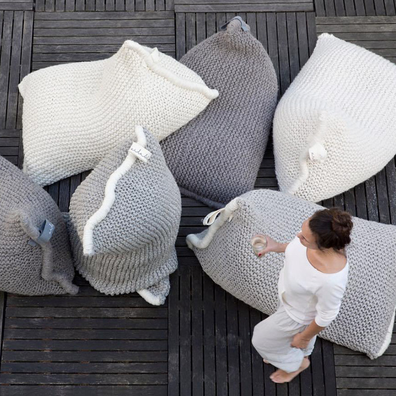 Handmade Wool Knitted Creativity Lazy Sofa Kids' Bean Bag Sofa Chair Children Single Puff Tatami Floor Pillow Chunky Wool Chair