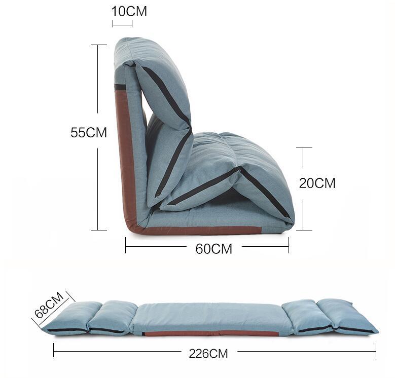 Floor Foldable Chaise Lounge Chair Living Room Furniture Modern Folding Adjustable Upholstered Relaxing Chair Reclining Sofa Bed