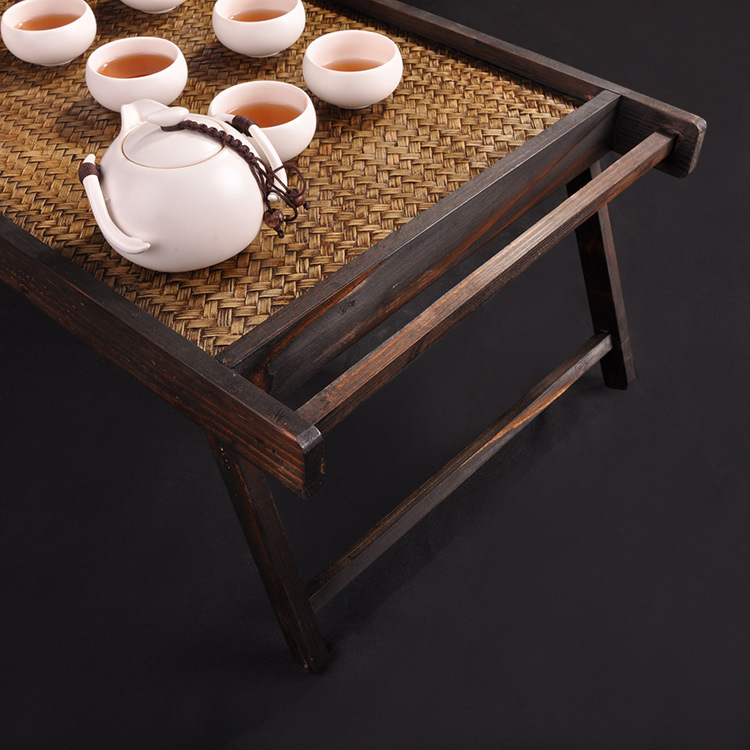 Wooden Tray Table For Breakfast Bed Serving Tray Foldable Legs Living Room Furniture Folding Bamboo Snack Tea Tray Table Design