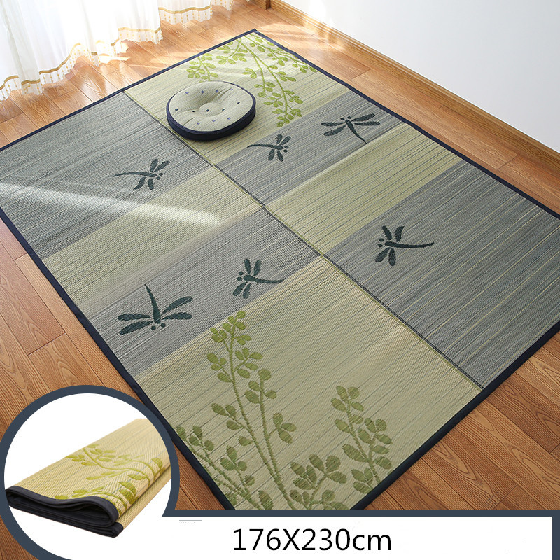 Foldable Floor Large Rug Carpet Rectangle 176x230cm Grass Rush Tatami Mat Summer Living Room Mattress Portable Oriental Carpet