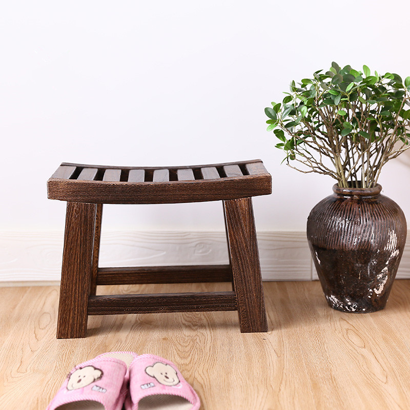 Japanese Antique Wooden Stool Bench Paulownia Wood Asian Traditional Furniture Living Room Portable Small Wood Low Stool Design