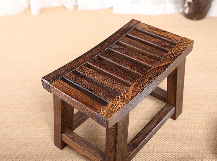 Japanese Antique Wooden Stool Bench Paulownia Wood Asian Traditional Furniture Living Room Portable Small Wood Low Stool Design