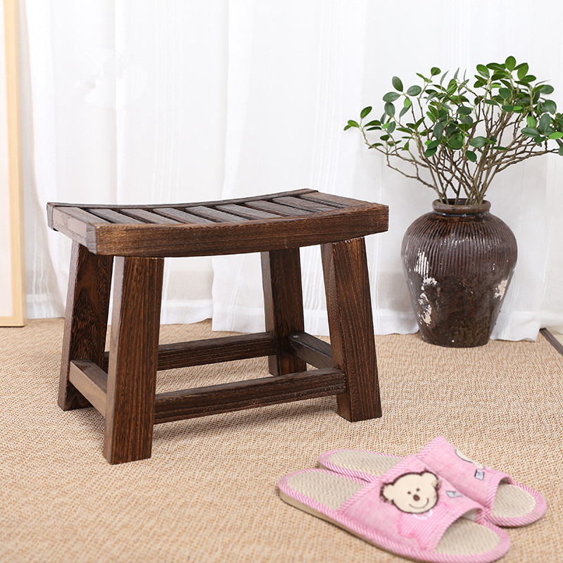 Japanese Antique Wooden Stool Bench Paulownia Wood Asian Traditional Furniture Living Room Portable Small Wood Low Stool Design