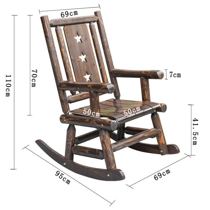 Antique Wood Outdoor Rocking Log Chair Wooden Porch Rustic Single Rocker Leisure Design Armchair for Deck, Balcony or Indoor Use