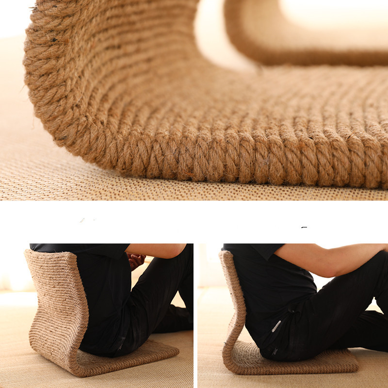 2pcs/lot Japanese Style Floor Chair Handcrafted Eco-Friendly Padded Knitted Hemp Chair with Backrest Meditation Zaisu Chair